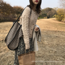 High Quality Low MOQ Ins Fashion Lady Woolen Cloth Tote Bags One-shoulder Bag for Girls